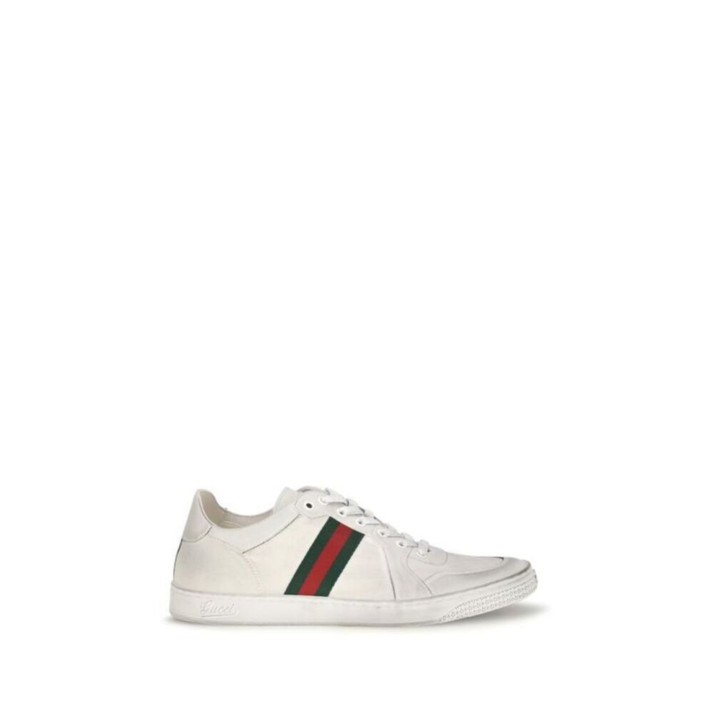 Gucci White Calf Leather Bos Taurus Low Top Men's Sneakers